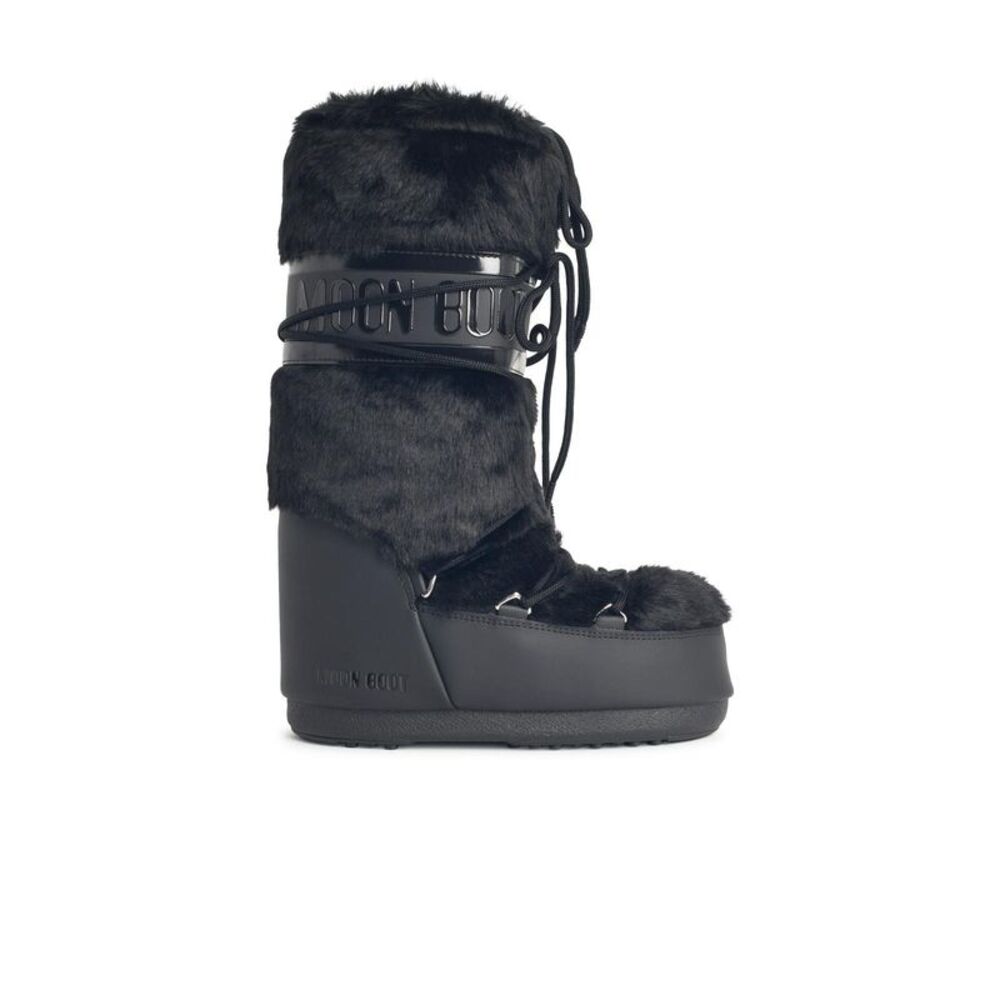 Moonboot Black Faux Fur Boots Women